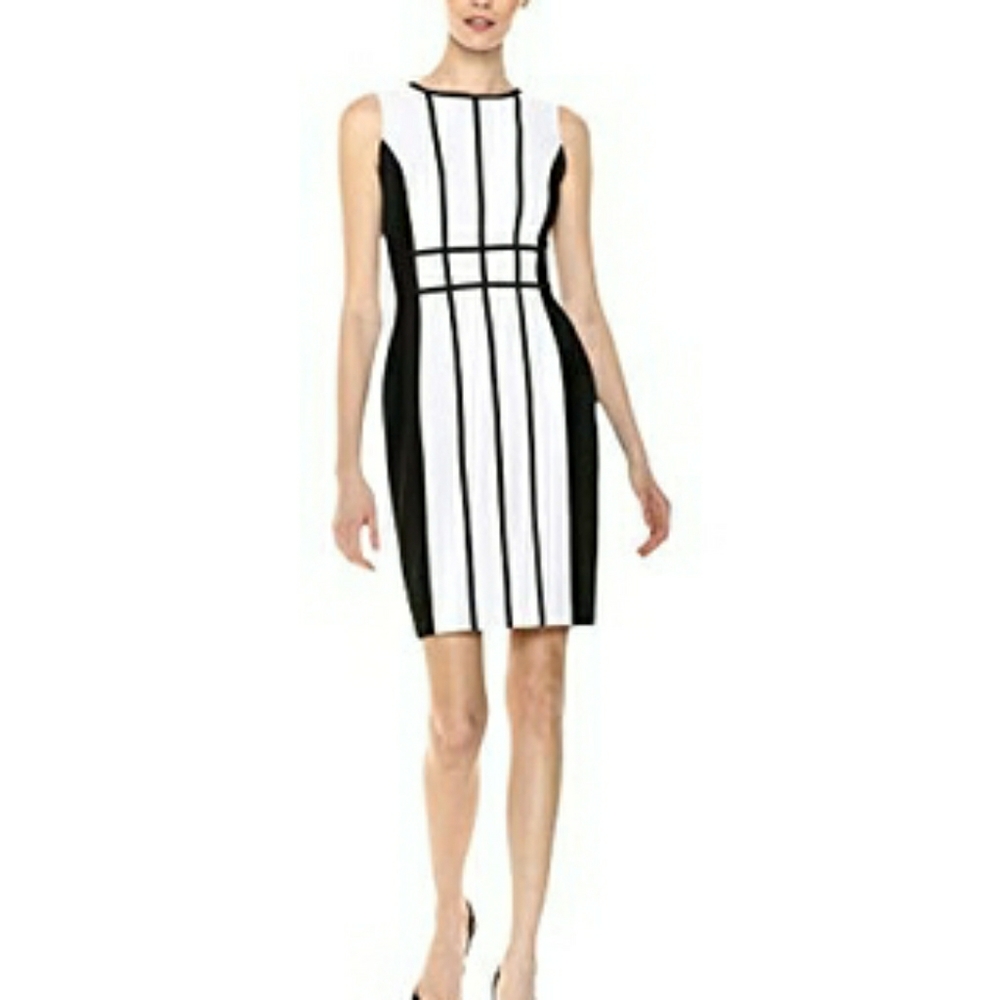 Calvin Klein Sleeveless Black & White Midi Dress